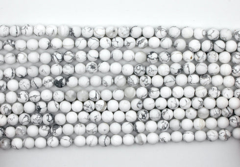 Matte White Howlite Gemstone Beads, 8mm, Round
